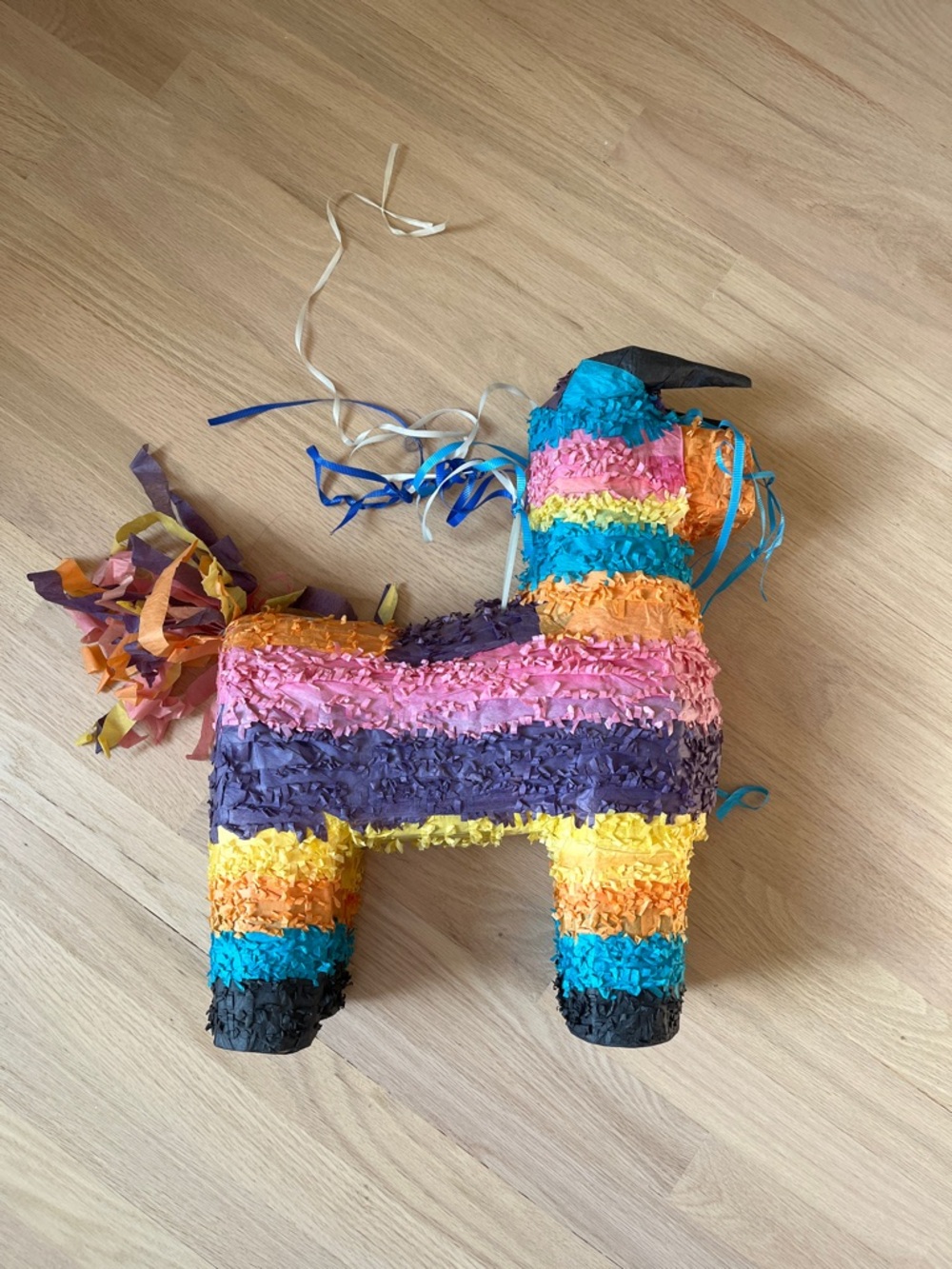 Colorful Bull Piñata - Rainbow Striped Party Decor